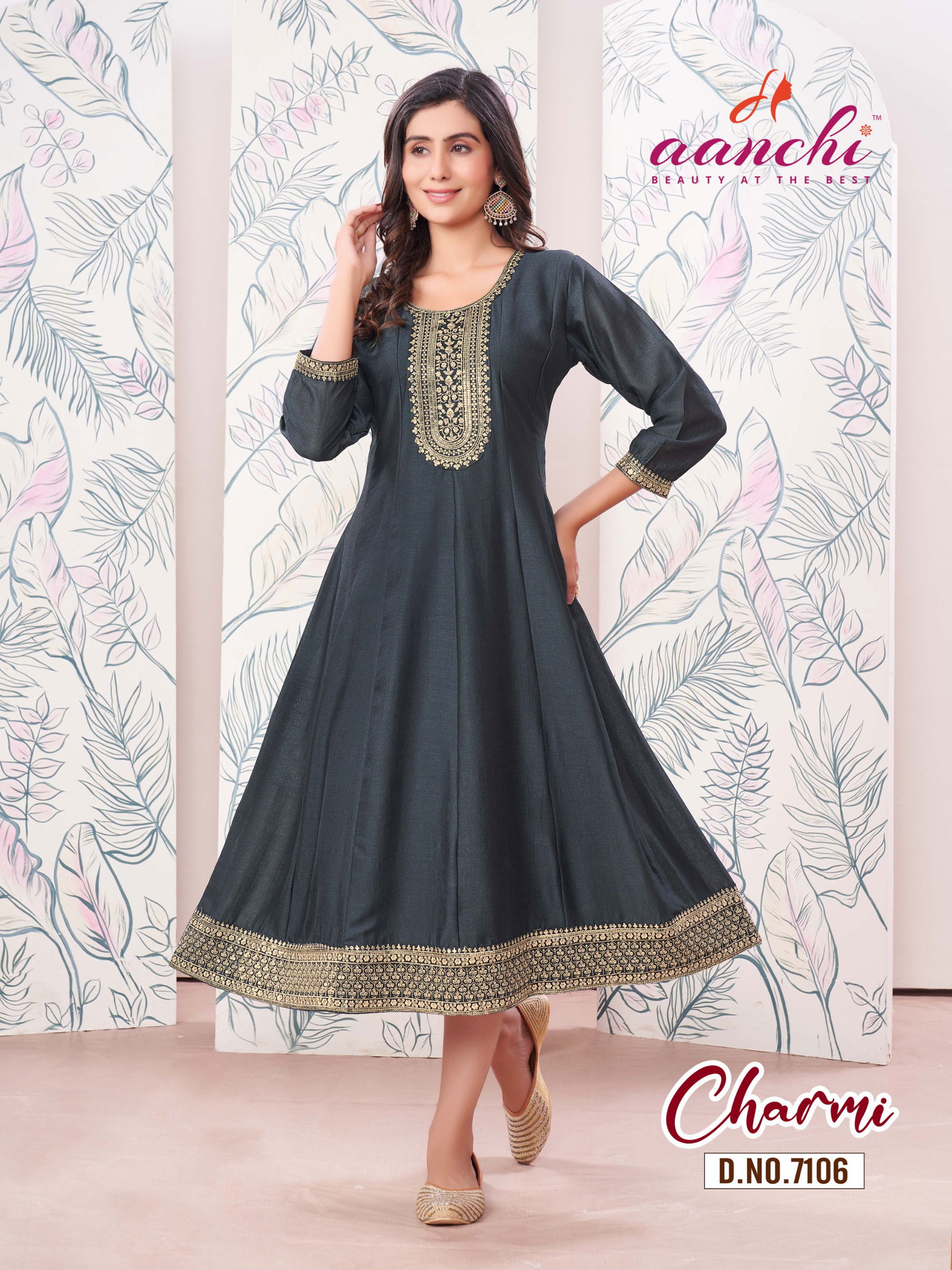 Charmi By Aanchi Vichitra Embroidered Anarkali Kurtis Wholesale Market In Surat
